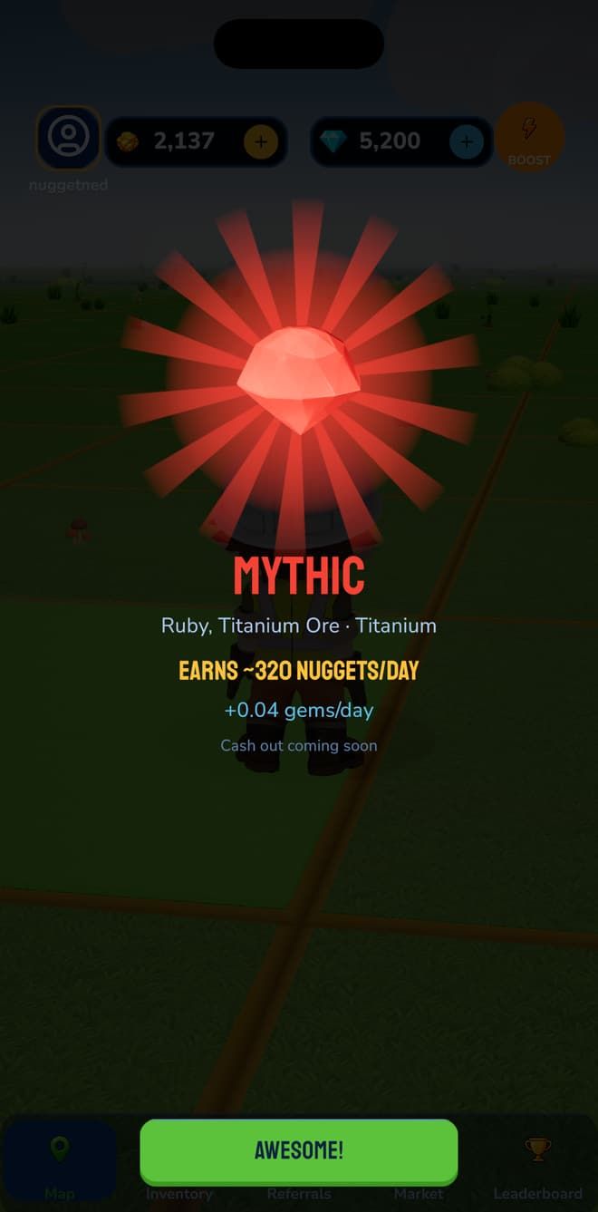 A Mythic rarity reveal with a glowing ruby